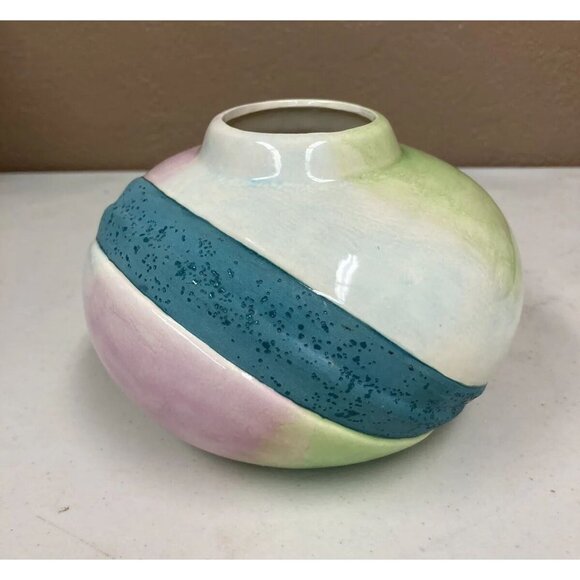 Unmarked Other - Vintage 1980’s Style Pottery 4” Vase Glossy & Matte Raku Look